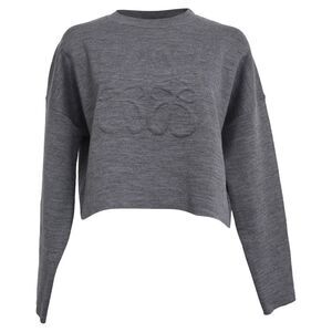 Loewe Anagram-Embossed Cropped Sweater in Grey Wool